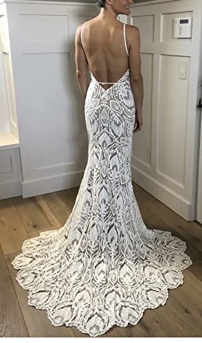 Women's Lace Boho Wedding Dresses for Bride Plus Size Long Beach Mermaid Bridal Dress Bohemian Wedding Gowns2