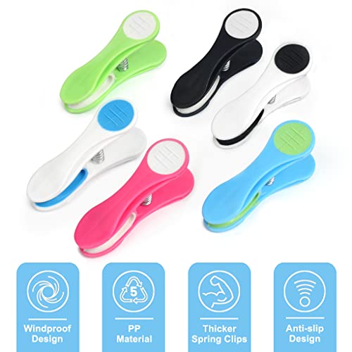 SWKJ Clothes Pegs, 30Pcs Non-Slip Laundry Pegs for Washing Line, Multicolor Heavy Duty Minky Pegs with Soft Grip Cushioned Clip for Home