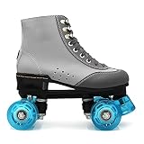 【Ruedas de PU de alta calidad】 Las ruedas de nuestros patines de rodillos están hechos de ruedas de PU de alta calidad, que son más resistentes al desgaste, la absorción de golpes y un fuerte agarre, y las ruedas son más cómodas para moverse.