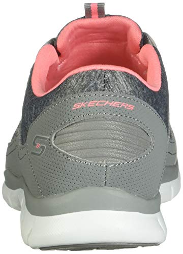 Skechers Women's Fashion Sneaker, Grey/Coral