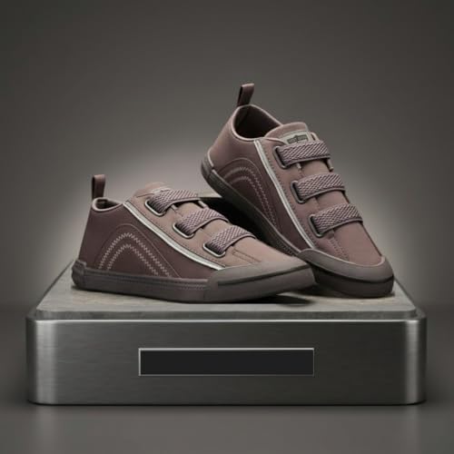 Image of Men's Black Canvas Sneakers - Stylish Casual Shoes with Non Tie Elastic Laces | 7mm Memory Foam & EVA Insole | Lightweight & Comfortable Everyday Footwear (Sizes 6-10)