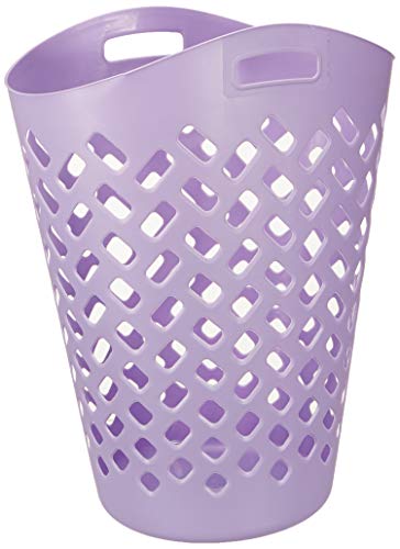 Image of Cello Flexi Multipurpose Plastic Laundry Basket, Purple, 50 Ltrs | Lightweight and Portable | Storage Organizer | Convenient Handling | Useful For Storing Clothes, Toys, Books