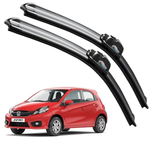 Image of Frameless Rubber Car Wiper Blades Set of 2 Compatible with (Brio (Model : 2012-2017) (D-22,P-16))