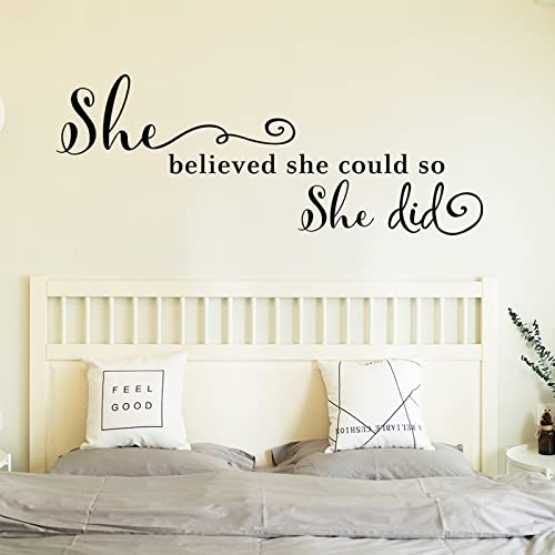 She Believed She Could So She Did Wall Sticker, Inspirational Wall Decals Quotes Motivational Wall Stickers Vinyl - Image 4
