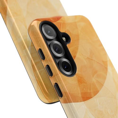 Coque Samsung S25 rigide brillante Cercles géométriques oranges