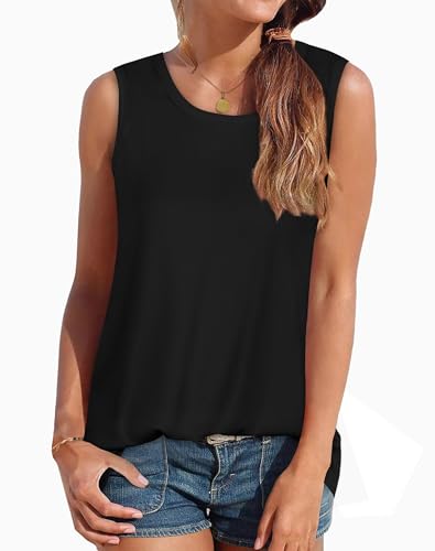 Womens Tank Tops Summer Sleeveless Casual Shirts Loose Fit Tunic Beach Vacation Outfits2