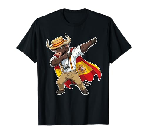 Dabbing Bull Spain Tourist Funny Spanish Vacation Flag T-Shirt
