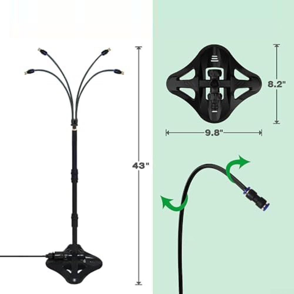 Brumisateurs pour terrasse extérieure, système de refroidissement par brumisation, kit de tuyau d'arrosage portable, hauteur et direction réglables pour jardin, piscine, bronzage cool pour enfants et