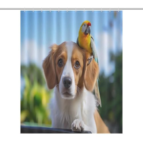 Rideau de douche chien mignon 152x183 cm imperméable pour baignoire - 7