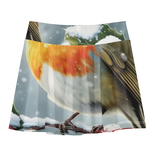 Girls' Shorts Athletic Skorts Robin Bird Snow Holly Toddlers Tennis Skirts Personalized Flowy Skirt 3t2