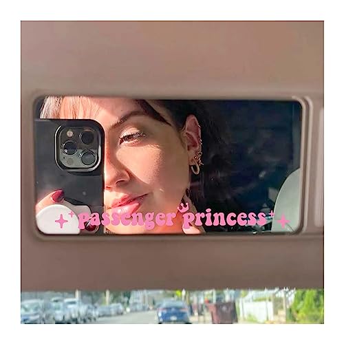 JINGIHE Accessori per Auto Principessa Passeggeri, 4 Adesivi Principessa Passeggeri in Vinile, Corona con Stelle a Cuore Rosa, Simpatico Adesivo Impermeabile per Specchietto per Auto (Rosa)