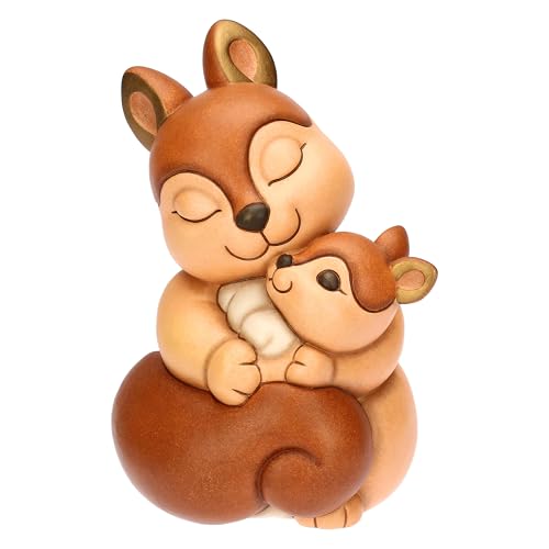 - Scoiattolo Diva con cucciolo - ceramica - Collezione Plumè - 11.7 x 11.3 x 17.9 cm