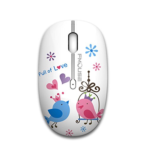 tenmos M101 ratón inalámbrico 2,4 G Cute Silent ratón óptico de viaje con USB receptor para portátil/PC/portátil/ordenador/Macbook, DPI 1600,3 botones