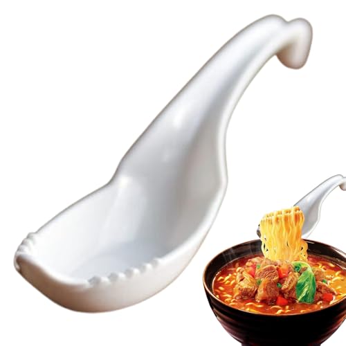 アジアンスープスプーン - 2イン1 ラーメン ターミネーター | 人間工学に基づいたハンドル ヌードルスープスプーン | ワンタン、お粥、餃子、スープ、ヌードル用中華スープスプーン | Uncommon spoon