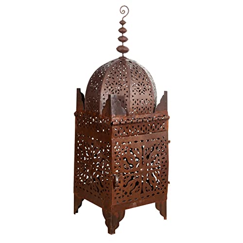 Biscottini Farol de exterior grande de hierro forjado 90 x 28 x 28 cm | Linterna grande de suelo perforada | Faroles grandes decorativos