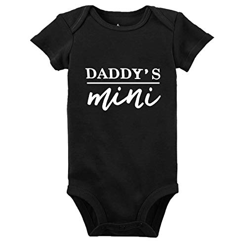 daddys mini Newborn Baby boy Clothes Unisex Funny Baby Onesies black,6-9Months