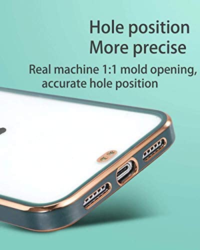 Image of MIDOS Back Cover Compatible with iPhone 14 Chrome Case Soft Silicone Transparent Electroplated Cover for iPhone 14 (Dark Green)