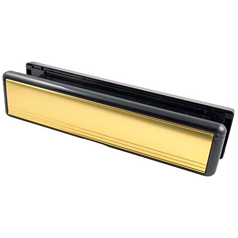 Welseal 12-Inch UPVC Door Polished Letterbox/Letter Plate Mid Rail - Gold/Black Cover