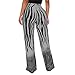 DGHM-JLMY Women Zebra Print Wide Leg Pants Personality Fashion Printed Casual Long Pants Elastic Flared Leg Slit Hem (Dark Gray,X-Large,5,OZ)