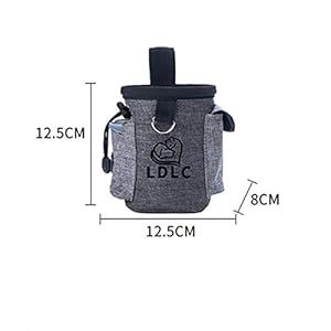 Dog Treat Bag Puppy Training Pouch with Clip Waist Belt Small Pet Holder, Animal Walking Snack Container Hiking Toys Waste Pack Dispenser Carries (Black and Grey)