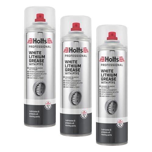 Image of Holts White Lithium Grease Spray - Heavy Duty for Moving Parts, High Performance With PTFE for Ultra-High Cling, Reduce Friction & Prevent Wear, Professional Spray, 500ml