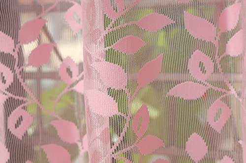 Image of Aroma Brand Tissue Transparent Fancy Sheer Polyester Curtains for Door- Pack of 1 (Long Door - 9 Feet, Baby Pink - Leafs)