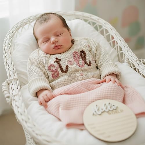 nazenti personalized baby sweater custom baby name sweater for newborn with hand-embroidery amp monogrammed infant pullover gifts for toddler boy girl birthday christmas babyshower