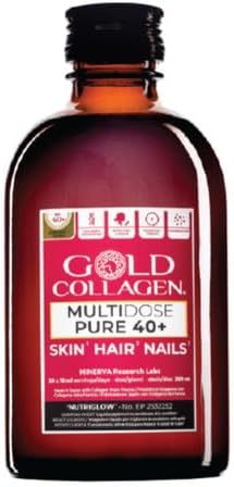 GOLD COLLAGEN Multidose 40+ – Collagen Supplements for Women & Men with Vitamin C & D, Hyaluronic Acid, Marine Collagen for Hair, Skin, Nails & Bones Health – Antioxidant, Immune System Booster, 300ml