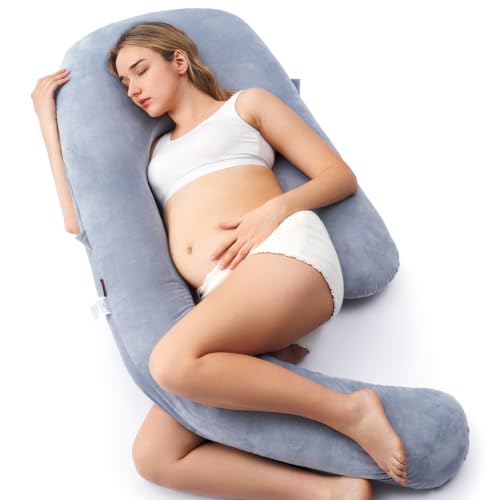 Image of Momcozy Pregnancy Pillow for Sleeping, Dreamlign U Pro Maternity Pillow with Adjustable Leg Pillow, Removable Cover - Support for Back, Hip, Belly, Legs for Pregnant Women, 127-183 cm Full Body Pillow
