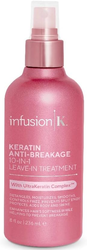 Infusion KAnti-Breakage 10-in-1 Leave In Treatment with UltraKeratin Complex - Detangle, Moisturize, Control Frizz, Repair Split Ends | Prevent Breakage | Color Safe | Paraben & Sulfate Free (8 oz)