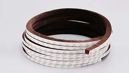 (11/32 x 5/8 inch) Self Adhesive Dustproof Window Door Brush Seal Strip Windproof Weatherstrip 16 Feet (5m) (9mm x 15mm, Brown)