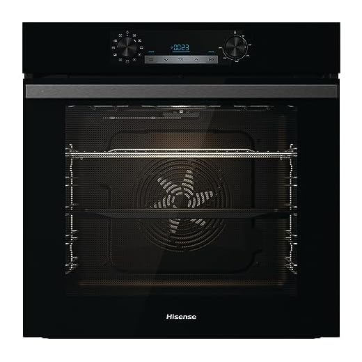 Hisense BI64211PB 77 Litre Built In Electric Single Oven With Pyrolytic Cleaning, Pizza Mode, Multiphase Cooking- Black 22x23x23 inches (LxWxH) - A+ Rated, Extra Large