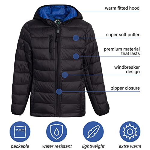 URBAN REPUBLIC Boys’ Puffer Jacket - Insulated Water Resistant Winter Bubble Coat for Boys with Packable Hood (Sizes: 4-20)4