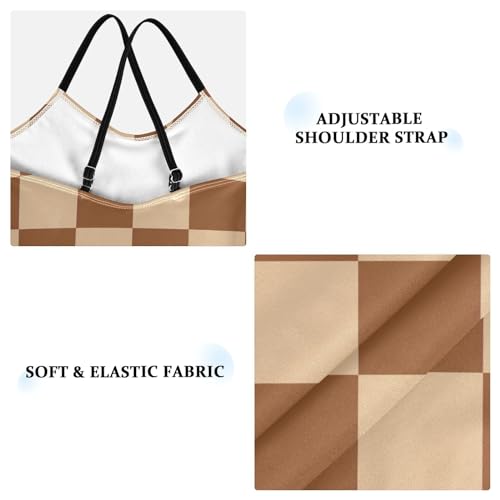 Image of Black and White Chess Girls One Piece Swimsuits Board Marble Tile Sport Halter Swimwear Beach Bathing Suit 3T