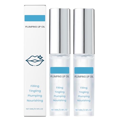 Lip Plumper, Spicule Plumping Lip Gloss, Lip Essence Oil, Lip Oil und Lip Balm, feuchtigkeitsspendend und feuchtigkeitserhaltend, Verbesserung von Lippenfältchen (2 PC, 4ml)