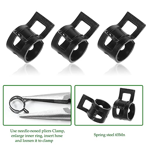 Rierdge 60 Pcs 8mm ID Spring Band Type Clamps, 5/16" Fuel Hose Clamps Fasteners, Golden Spring Hose Clip for Fuel Hose Line Water Pipe Air Tube Silicone Hose