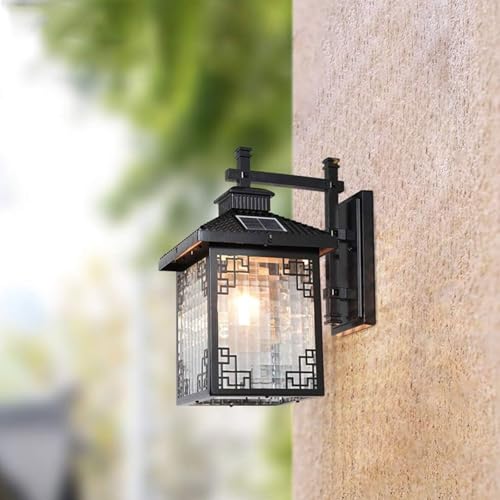 Lanterne murale solaire en aluminium et verre pour éclairage extérieur de balcon