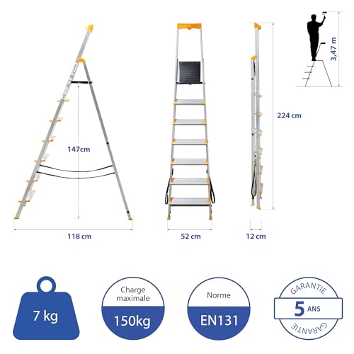 Escabeau 7 marches HOSTRÖM idéal pour usage domestique et pro - 6