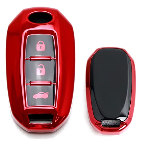 iJDMTOY Glossy Red Finish TPU Key Fob Front & Back