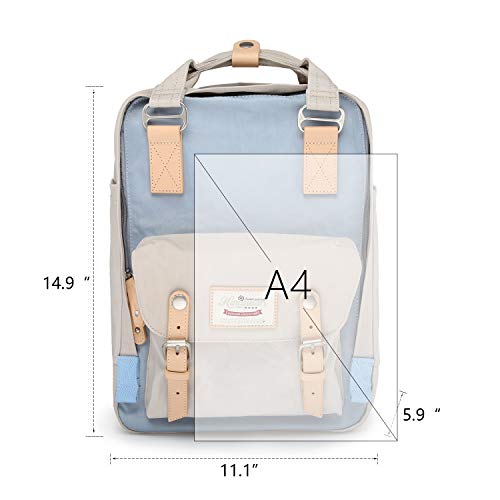 Himawari Backpack/Travel Backpack for Women 14.9" College Vintage Waterproof Bag ， Work Backpack for 14inch Laptop(HIM-30#Beige & Blue)2