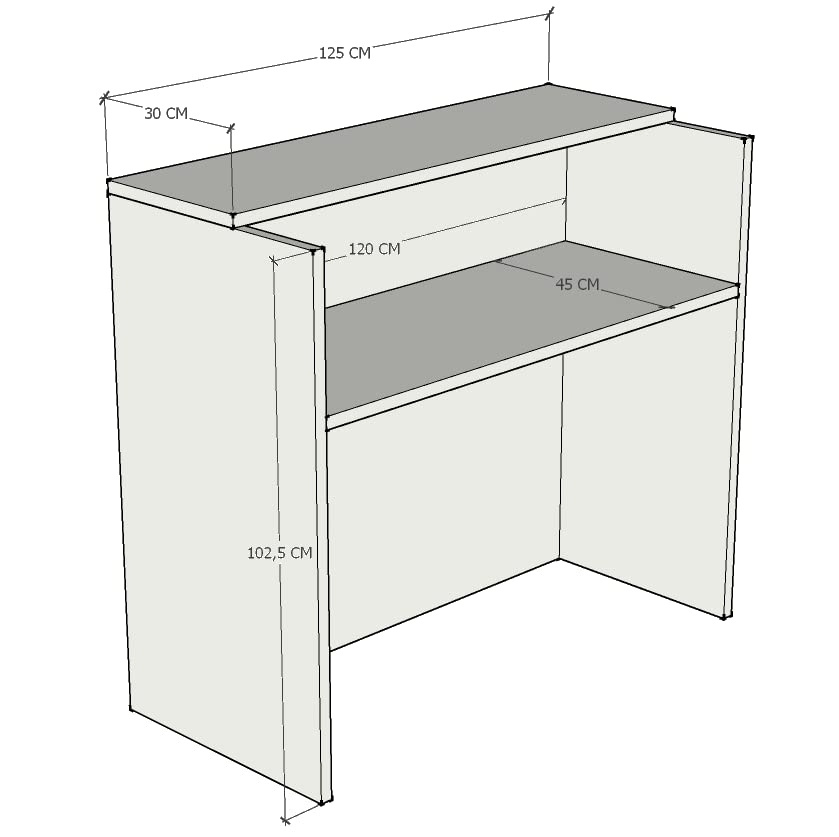 MOSTRADOR de Recepción y Oficina. Fácil Montaje. Laminado con Frontal Color Acacia DE 25mm DE Grosor. Fabricado EN ESPAÑA. Envio a Toda la Peninsula. (125x105x50 cm)