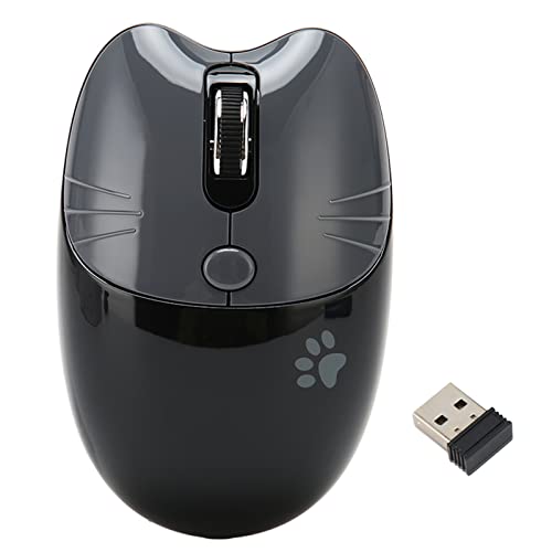 Cute Cat Mouse, Adjustable DPI Portable Mobile Optical Mouse, Dual Mode Candy Colors Silent Mouse, for Win XP, 7, 8, 10, for OS X (Black )