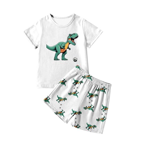 T-shirt et short ensemble dinosaure garçon coton imprimé vêtement été 2-8 ans