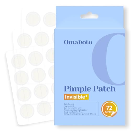 OmaDoto Invisible Pimple Patches for Face, Ultra-Thin Hydrocolloid Acne Patches, Covering Zits & Blemishes, Suitable Daytime Discreet Under Makeup, Zit Stickers, 12mm 72 Count