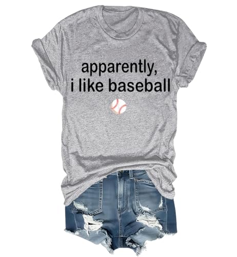 Apparently I Like Baseball Shirt Funny Baseball Lover Shirt Unisex Grey