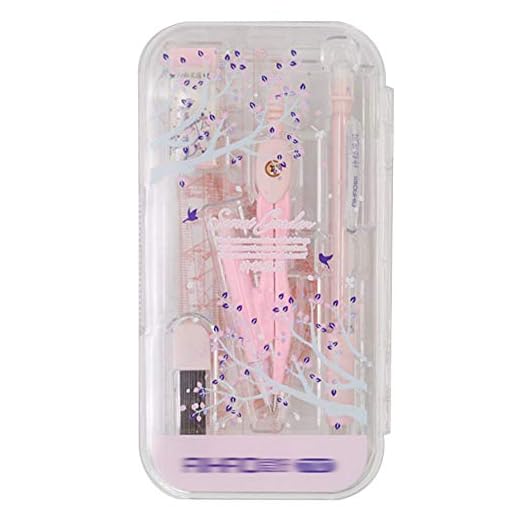 Adela 8 Pieces Student Math Geometry Tool Set Drawing Compass (Pink)