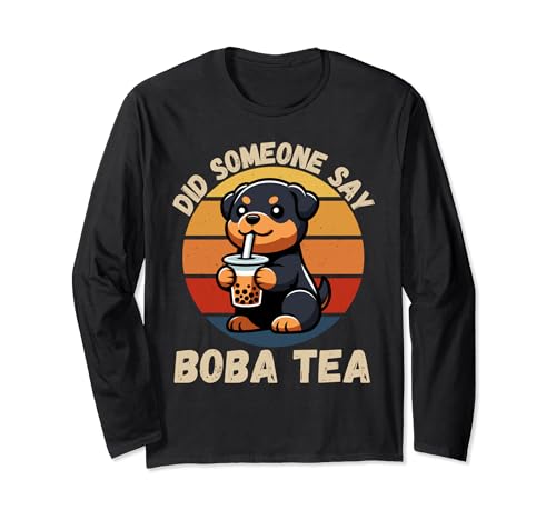 Un chien Rottweiler vintage, quelqu'un a-t-il dit Boba Tea Lover ? Manche Longue