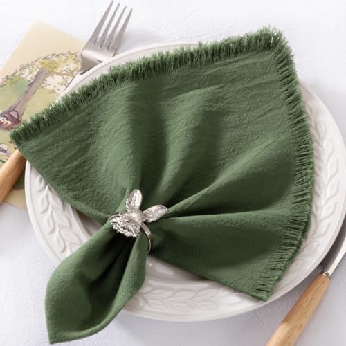 Servilletas de lino de algodón verde oliva 17x17 3