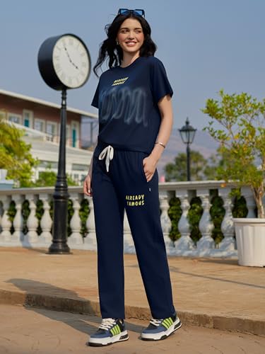 Image of ZEYO Night Suit for Women's Typography Printed Night Dress of Top and Pyjama
