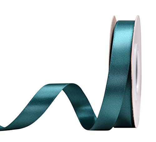 Yama Double Face Satin Ribbon - 5/8" 25 Yards For Gift Package Wrapping,Floral Design,Hair Bow Clip Making,Crafting,Sewing,Wedding Decor, Teal #TOP6